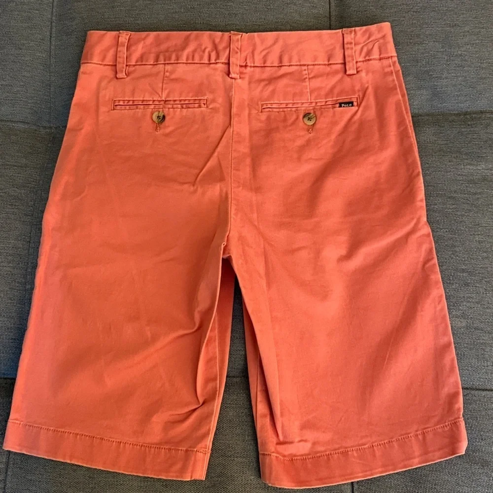 Ralph Lauren Classic Chino Boy’s Straight Fit Coral Pink Cotton Shorts. Size 14.